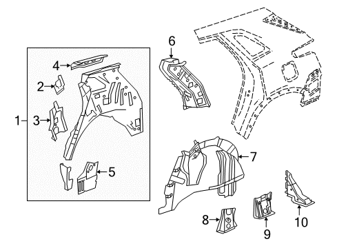 2017 Cadillac XT5 Inner Structure - Quarter Panel Inner Brace Diagram for 84142401