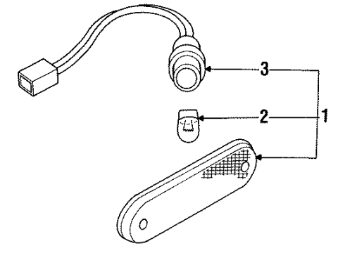 1993 Nissan NX Bulbs Side Marker Lamp Assy-Rear, LH Diagram for B6195-67Y00