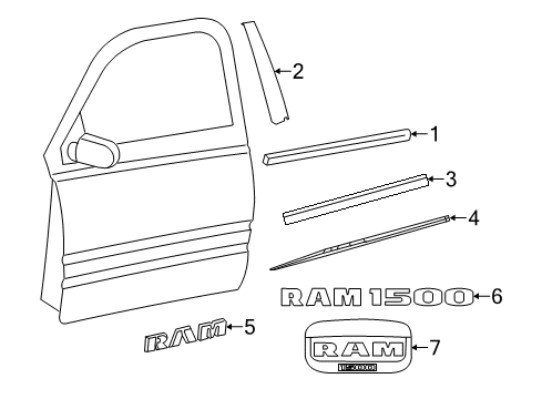 2016 Ram 1500 Exterior Trim - Front Door Molding-Front Door Diagram for 68140236AA