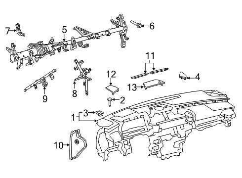 2020 Lexus ES350 Cluster & Switches, Instrument Panel Brace Sub-Assembly, Inst Diagram for 55306-06240