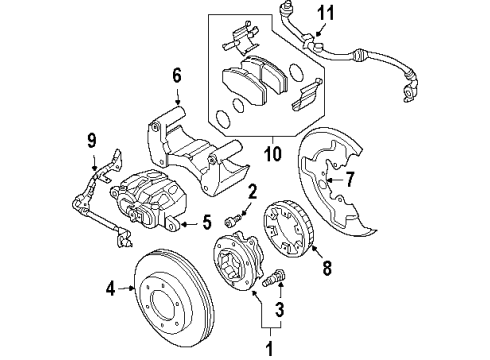 2003 Isuzu Axiom Front Brakes Hose Flex, Front Brake Diagram for 2-90800-001-0