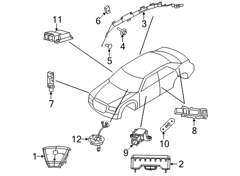 2014 Dodge Challenger Air Bag Components Sensor-Side AIRBAG Impact Diagram for 4896086AA