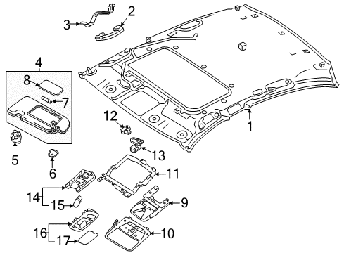 2020 Infiniti Q50 Interior Trim - Roof Lamp Assy-Personal Diagram for 26460-4GA0A