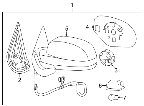 2010 GMC Yukon Mirrors Mirror Assembly Diagram for 20843205