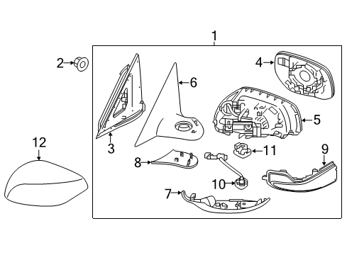 2016 Infiniti Q70 Parking Aid Base-Outside Mirror, RH Diagram for 96307-4AM0A