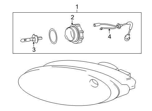 2003 Hyundai XG350 Bulbs Front Driver Side Fog Light Assembly Diagram for 92201-39051