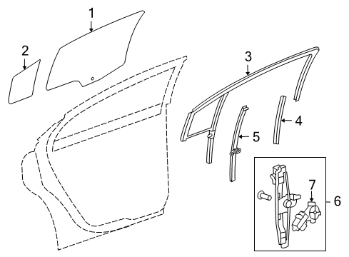 2013 Chevrolet Cruze Rear Door - Glass & Hardware Run Weatherstrip Diagram for 95321655