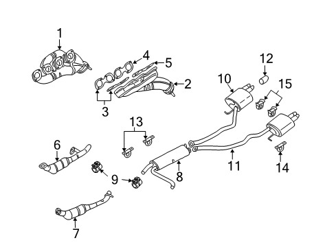 2001 BMW X5 Exhaust Manifold Rear Muffler Right Diagram for 18107500495