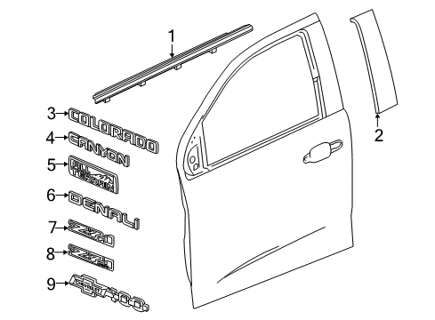 2018 Chevrolet Colorado Exterior Trim - Front Door Belt Molding Diagram for 84408219