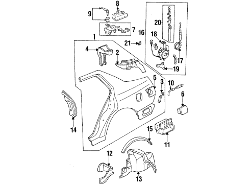 1994 Honda Accord Quarter Panel & Components Knob Assy., Fuel *NH178L* (EXCEL CHARCOAL) Diagram for 74883-SM4-003ZK