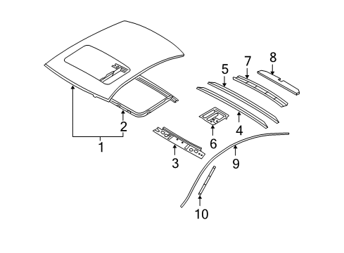 2010 Infiniti M45 Roof & Components, Exterior Trim Moulding-Roof Drip, Front LH Diagram for 76811-EJ70A