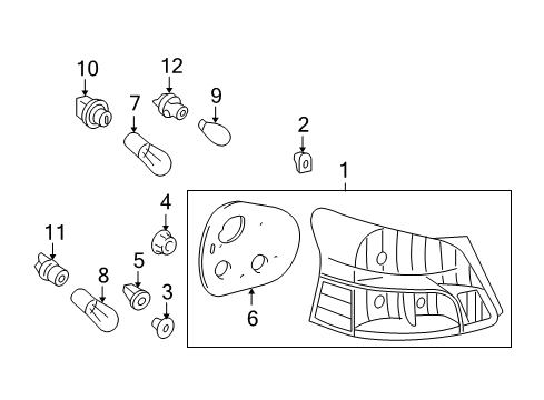 2007 Toyota Yaris Bulbs Socket Diagram for 90075-60017