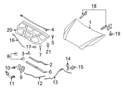 2007 Kia Rondo Hood & Components Seal Weatherstrip Assembly-Hood Diagram for 864371D000