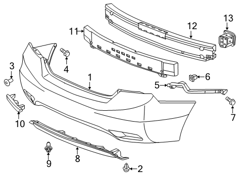 2015 Honda Civic Rear Bumper Face, RR. Bumper (Lower) (DOT) Diagram for 04716-TR3-A90