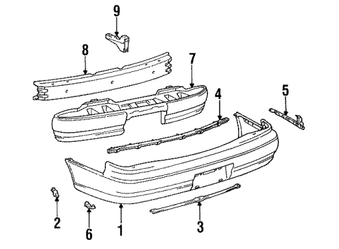 1992 Toyota Camry Rear Bumper Reinforcement Diagram for 52023-06010