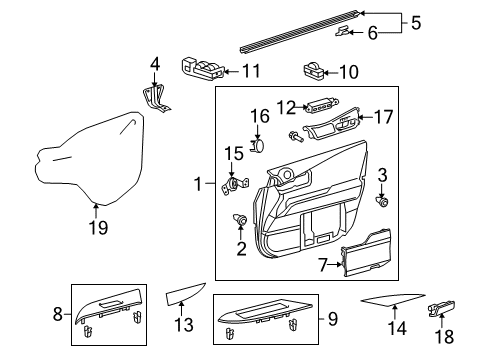 2010 Lexus RX450h Interior Trim - Front Door Board Sub-Assy, Front Door Trim, LH Diagram for 67620-48720-C2