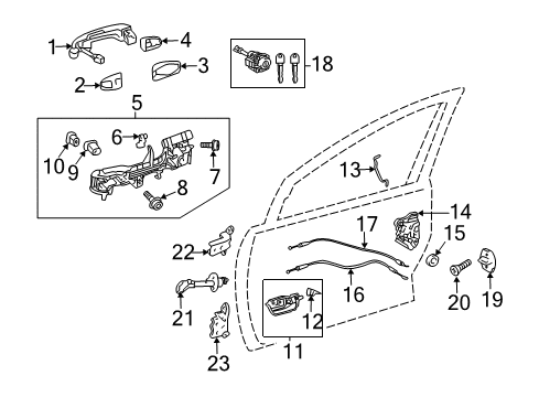 2016 Toyota Prius C Front Door Handle, Outside Diagram for 69210-06110-A0