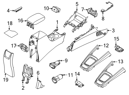 2020 Hyundai Venue Console Console Armrest Assembly Diagram for 84660-K2000-NNB