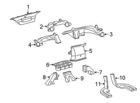 2014 Scion xB Ducts Outer Duct Diagram for 55843-12380