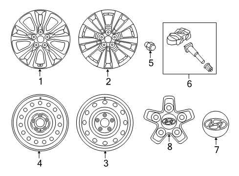 2019 Hyundai Elantra GT Wheels, Covers & Trim Rim Wheel Diagram for 52910-G3300