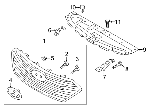 2017 Hyundai Santa Fe Grille & Components Bracket-Front Bumper Upper Cor Support Diagram for 86575-B8AA0