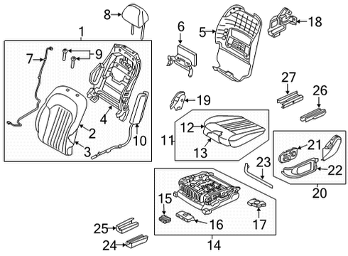 2020 Genesis G90 Driver Seat Components COVERING ASSY-FR BACK, LH Diagram for 88360-D2540-NNQ