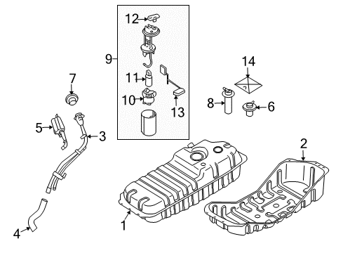 2007 Kia Sorento Fuel System Components Protector-Tank Diagram for 311023E510