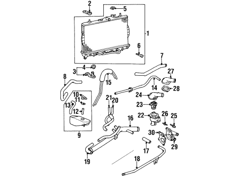 1997 Hyundai Accent Radiator & Components Radiator Reservoir And Hose Assembly Diagram for 25430-22020