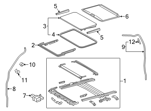 2022 Toyota Tacoma Sunroof Sunroof Frame Diagram for 63203-04030