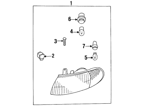 1998 Nissan Quest Bulbs Side Combination Lamp Socket Assembly Diagram for 26242-0B000