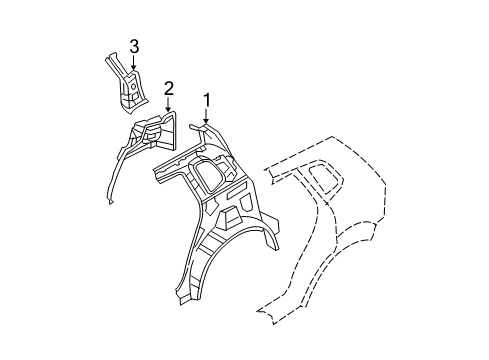 2006 Hyundai Tucson Inner Structure - Quarter Panel Panel Assembly-Quarter Inner Upper, RH Diagram for 71660-2E010