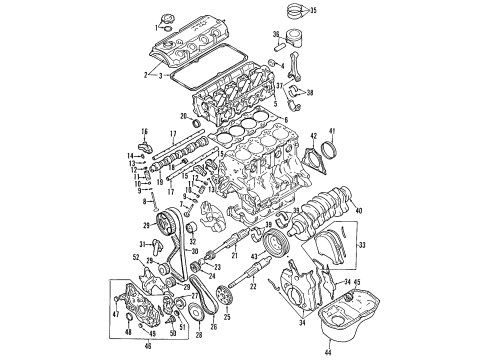 1996 Mitsubishi Galant Engine Parts, Mounts, Cylinder Head & Valves, Camshaft & Timing, Oil Pan, Oil Pump, Balance Shafts, Crankshaft & Bearings, Pistons, Rings & Bearings Gasket-Front Cover Diagram for 1064A040