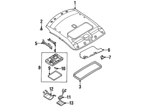 1996 Nissan 200SX Sunroof Holder-SUNVISOR Diagram for 96409-4B000