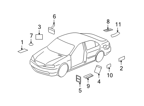 2009 Acura TSX Information Labels Placard, Specification (Usa) Diagram for 42762-TL2-A00