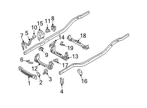 2003 Kia Sorento Crossmembers & Components Bracket Assembly-Radiator Up, LH Diagram for 624703E000