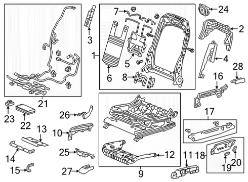 2021 Acura TLX Power Seats Bolster Assembly R Diagram for 81195-TJB-A62