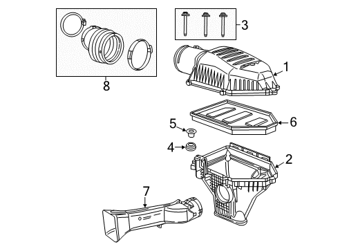 2015 Dodge Charger Air Intake Air Cleaner Duct Diagram for 68228902AB