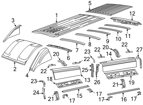 2017 Ram ProMaster 2500 Roof & Components REINFMNT-C-Pillar Diagram for 68167468AA