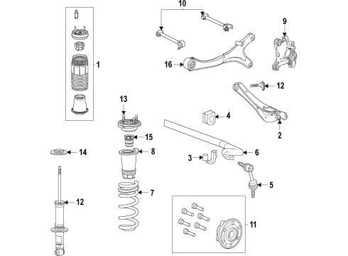 2021 Chevrolet Tahoe Suspension Components, Lower Control Arm, Upper Control Arm, Ride Control, Stabilizer Bar Air Spring Diagram for 84940628
