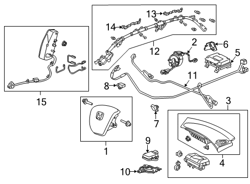 2014 Honda Crosstour Air Bag Components Unit Assembly, Srs Diagram for 77960-TP6-A22