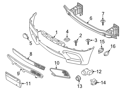 2013 BMW X6 Parking Aid Panel, Bumper, Primed, Front Diagram for 51117205908