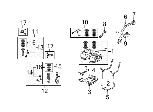 2007 Acura RDX Senders Pipe, Passenger Side Fuel Tank Guard Diagram for 17517-STK-A00