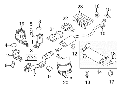 2009 Nissan Murano Exhaust Components Exhaust, Main Muffler Assembly Diagram for 20100-1AA2A