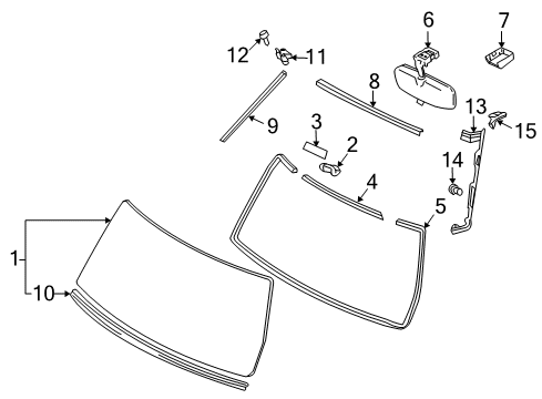 2010 Toyota FJ Cruiser Windshield Glass, Reveal Moldings Mirror Inside Cover Diagram for 87834-0W020