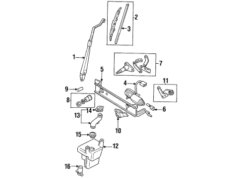 1996 Honda Passport Wiper & Washer Components Rubber, Blade Diagram for 8-97024-311-0