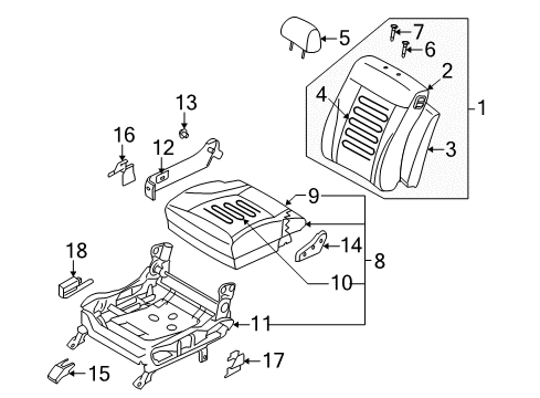 2007 Kia Amanti Passenger Seat Components Cap-Seat Shield Cover Diagram for 882733F70026