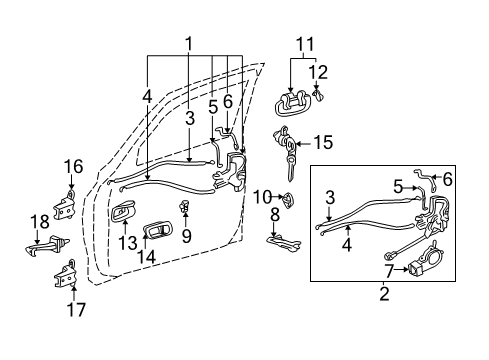 2001 Toyota Tundra Front Door Handle, Outside Diagram for 69220-34040-D1