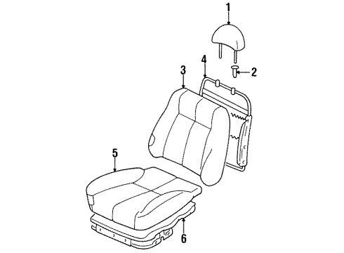 1999 Hyundai Accent Front Seat Components Guide Assembly-Headrest Diagram for 88695-37010