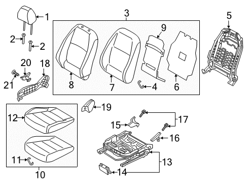 2018 Hyundai Accent Passenger Seat Components Cushion Assembly-FR Seat, RH Diagram for 88200-J0020-PJS