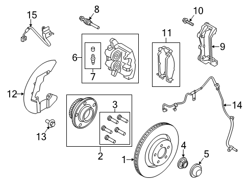 2018 Ford Mustang Front Brakes Front Hub & Bearing Diagram for FR3Z-1104-F